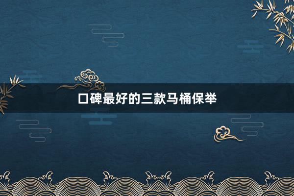 口碑最好的三款马桶保举